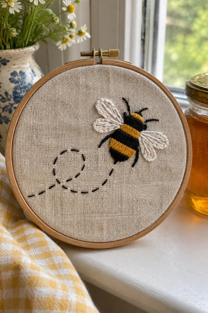 Bee Hand Embroidery Pattern (Free Beginner Hoop)