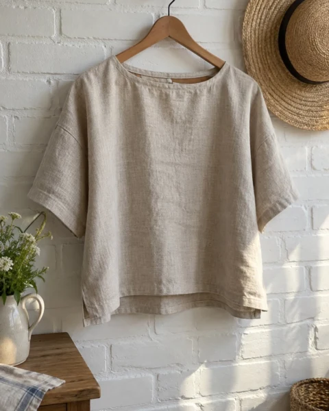 Boxy Linen Top Free Sewing Pattern (Cut From Rectangles)