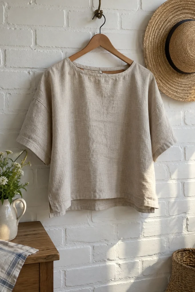 Boxy Linen Top Free Sewing Pattern (Cut From Rectangles)