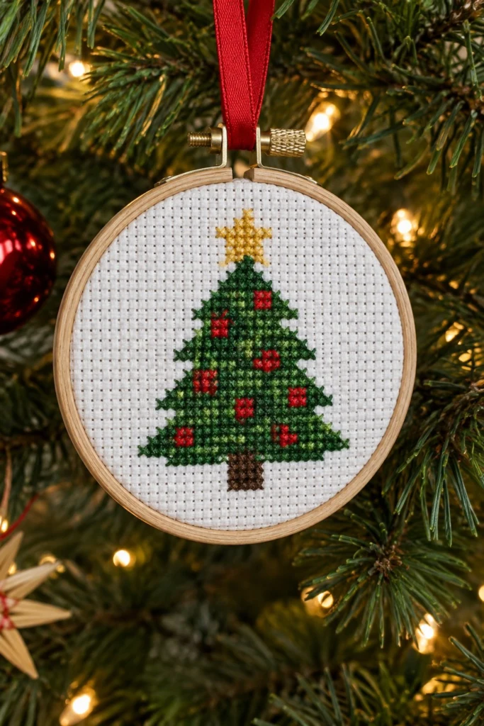 Christmas Tree Cross Stitch Ornament Pattern (Free Chart)