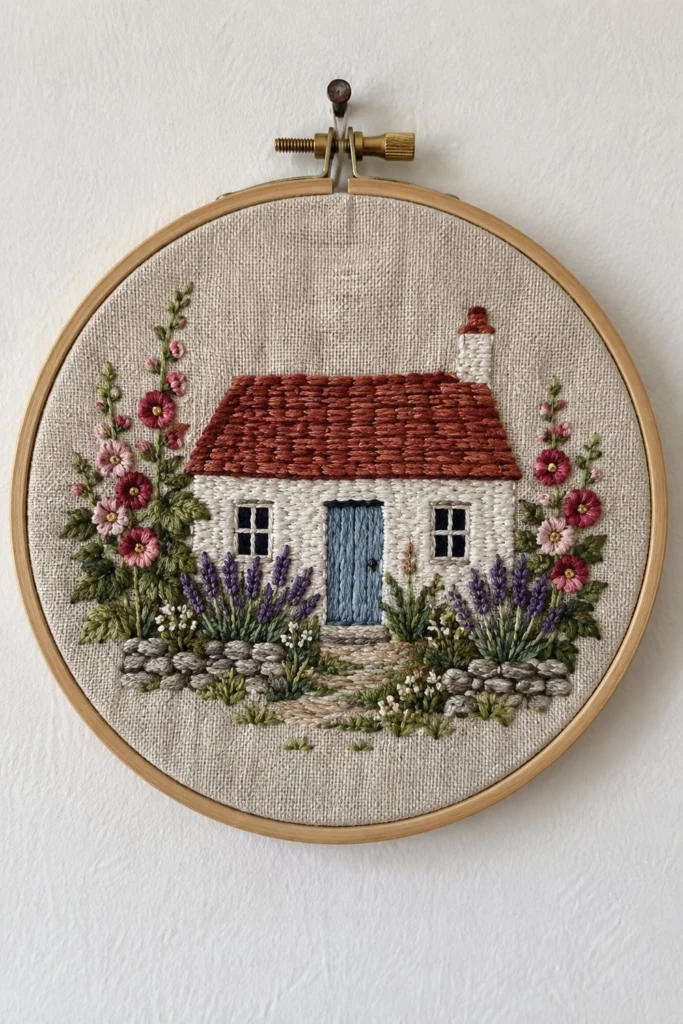 Cottage Garden Embroidery Pattern (6 in Hoop Art)
