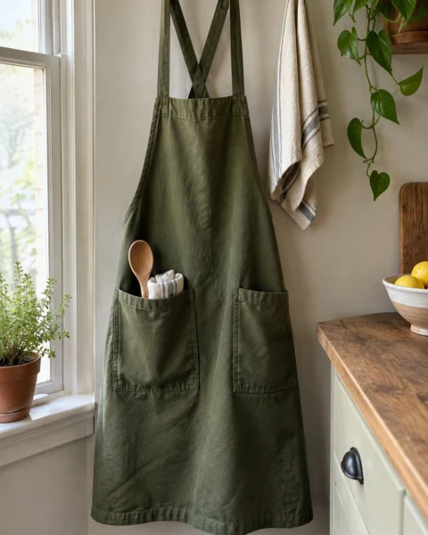 Cross-Back Apron Free Sewing Pattern (No Ties)