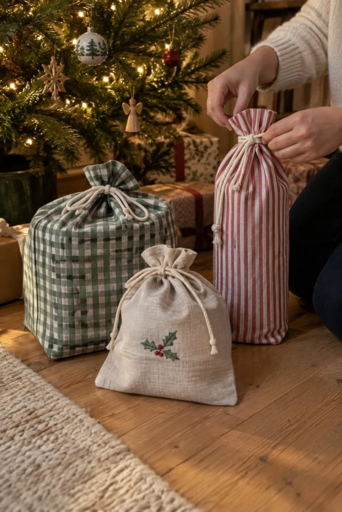 Drawstring Gift Bag Free Sewing Pattern (French Seams)