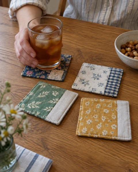 Fabric Coasters Free Sewing Pattern (Straight Seam Practice)
