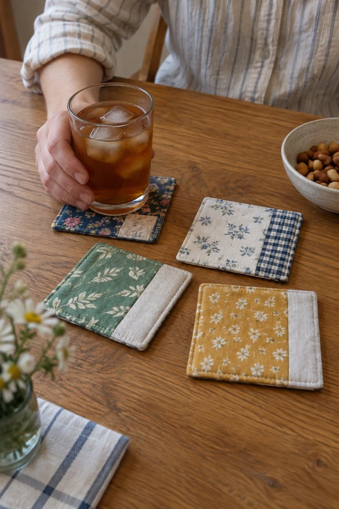 Fabric Coasters Free Sewing Pattern (Straight Seam Practice)