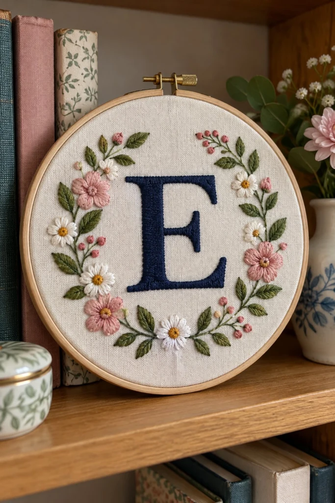 Floral Monogram Embroidery Pattern (Free Initial Design)