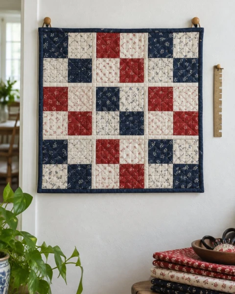 Four-Patch Mini Quilt Free Pattern (Learn the 1/4 in Seam)