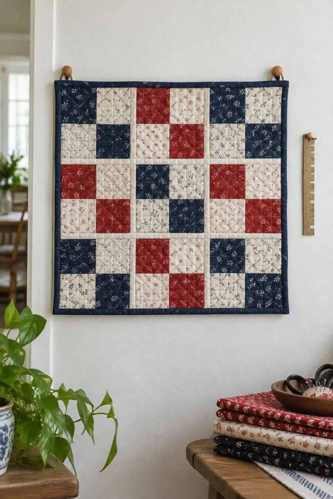 Four-Patch Mini Quilt Free Pattern (Learn the 1/4 in Seam)