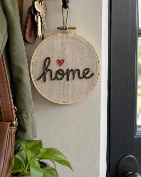 ‘Home’ Lettering Embroidery Pattern (Free Hoop Design)