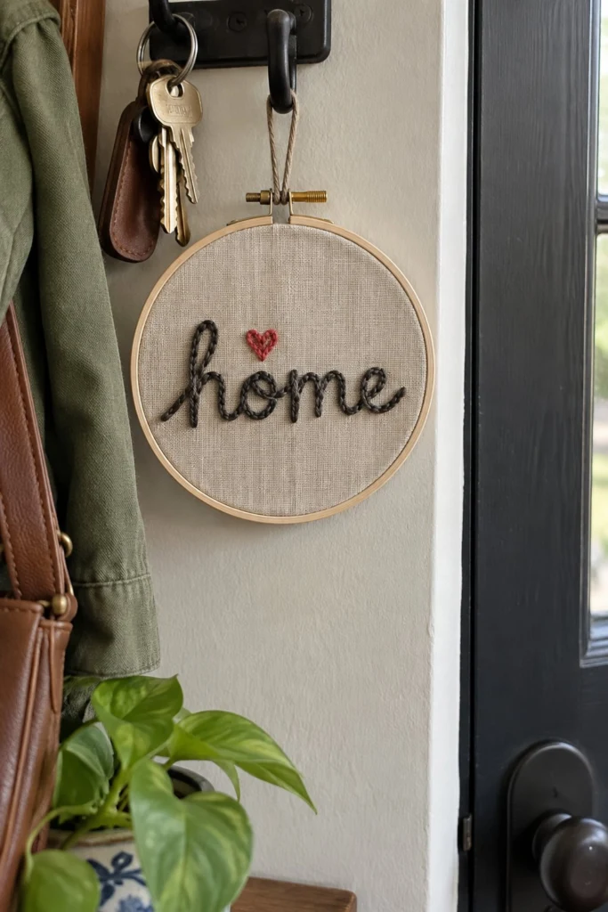 ‘Home’ Lettering Embroidery Pattern (Free Hoop Design)