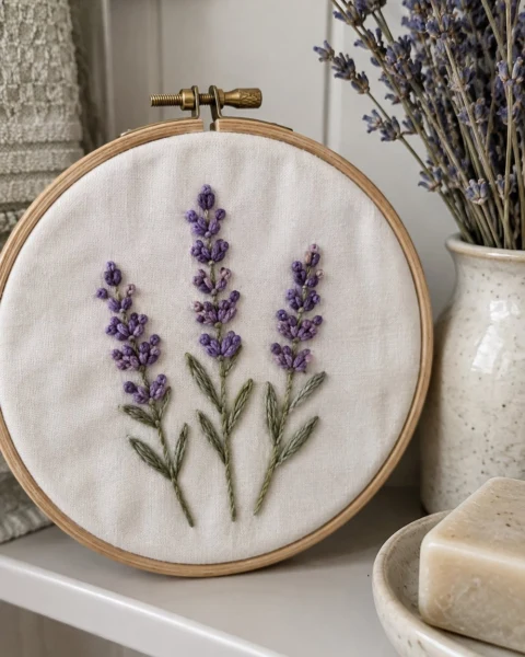 Lavender Sprig Embroidery Pattern (Free, 4 in Hoop)