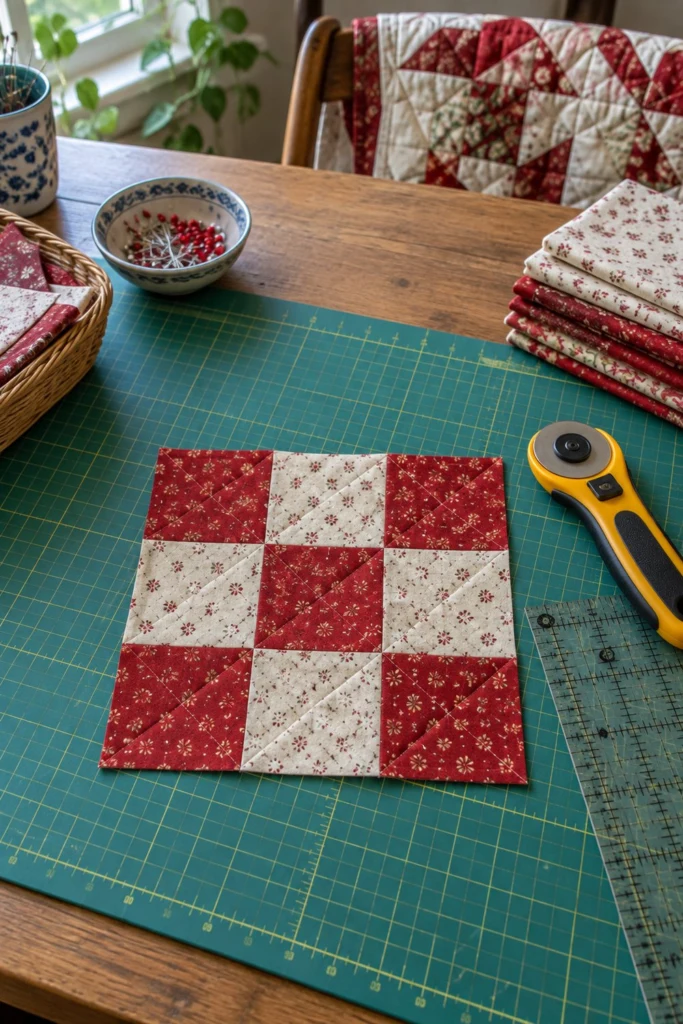Nine-Patch Quilt Block Free Pattern (12 in Finished)