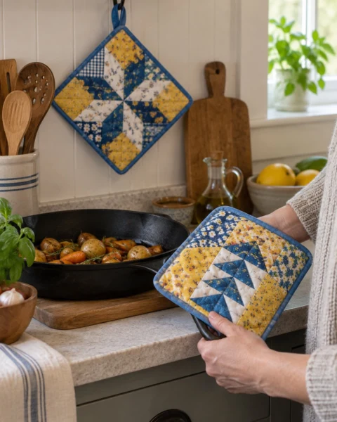 Quilted Pot Holder Free Pattern (Heat-Safe)