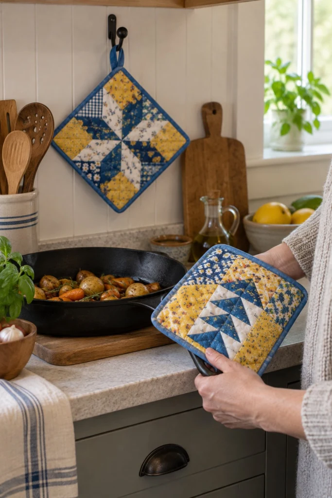 Quilted Pot Holder Free Pattern (Heat-Safe)