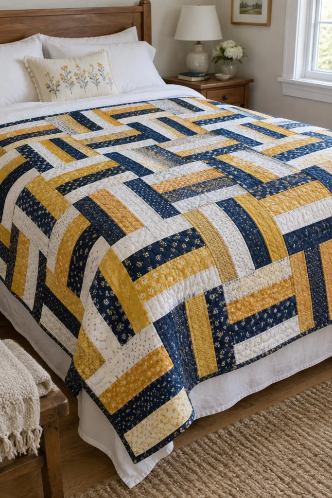 Rail Fence Quilt Free Pattern (Strip Pieced)