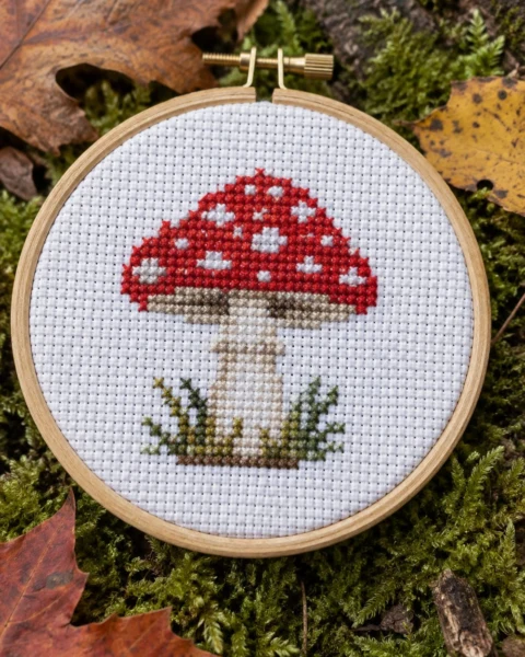 Red Mushroom Cross Stitch Pattern (Free Chart)