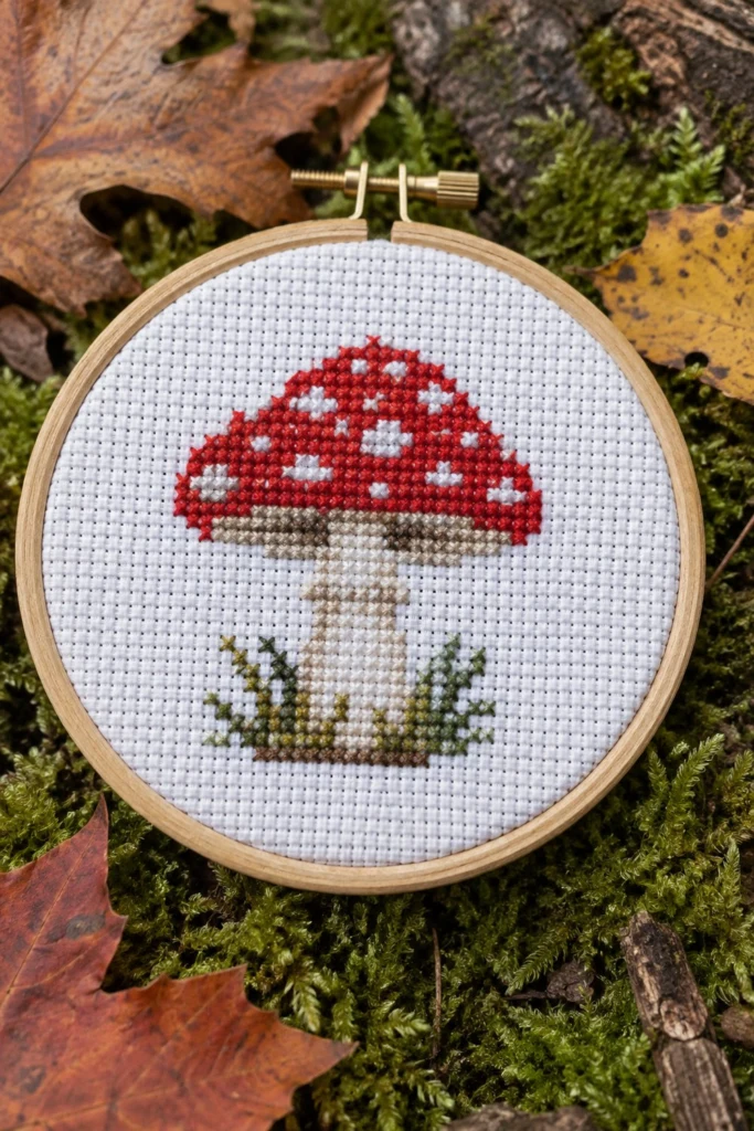 Red Mushroom Cross Stitch Pattern (Free Chart)