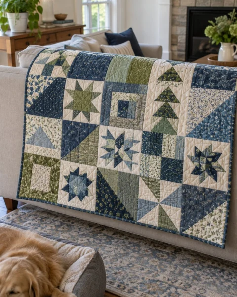 Simple Squares Throw Quilt Free Pattern (Beginner)