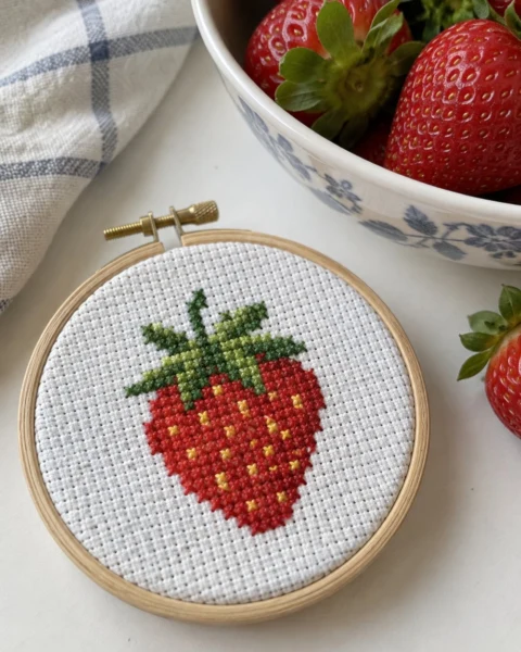 Strawberry Cross Stitch Pattern (Free Mini Chart)