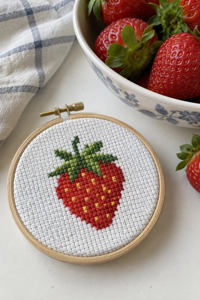 Strawberry Cross Stitch Pattern (Free Mini Chart)
